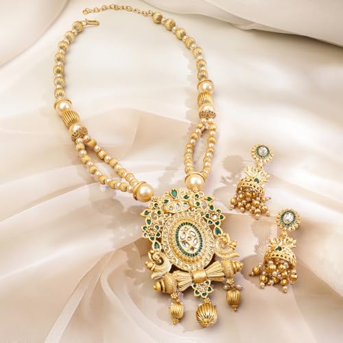 Image of Rubans Necklace Set Gold Plated Traditional Jewellery Gift for Women & Girls