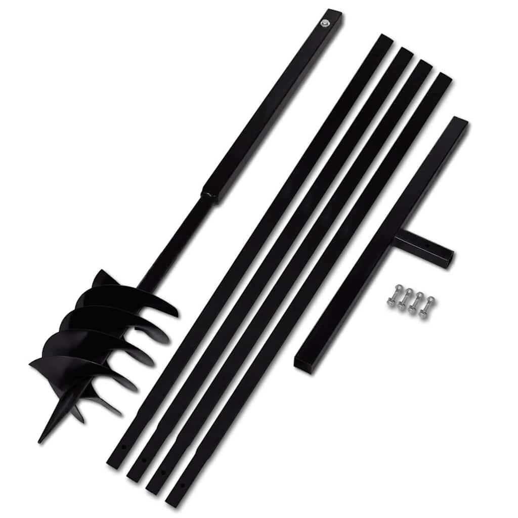Erdbohrer 180 mm mit Griff und 5 m Verlängerungsrohr, manueller Pfahlbohrer aus Eisen für Garten, Kompost und Zaunbau
