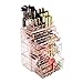 ZHIAI Stackable cosmetic organiser with acrylic drawers for dressing table, toilet, dressing room, bathroom and bedroom organisation and storage (4-pack) Pink