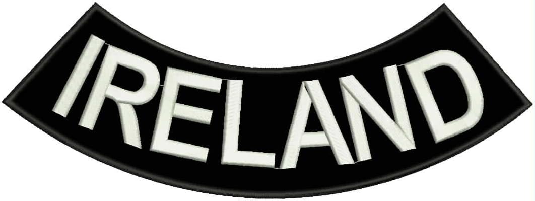 IRELAND White on Black Bottom Rocker Patches for Vest jacket BR408