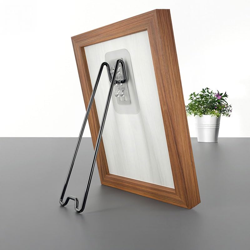 1 peça suporte de cavalete autoadesivo design multi-slot dobrável metal porta-retrato base pedestal (preto médio-18 cm)