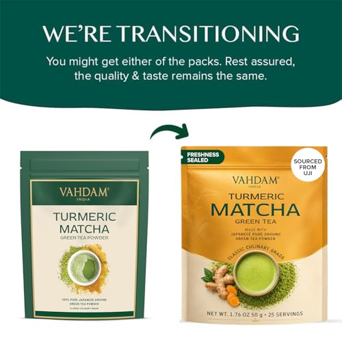 Image of VAHDAM Turmeric Matcha Green Tea Powder(1.76oz) High Curcumin