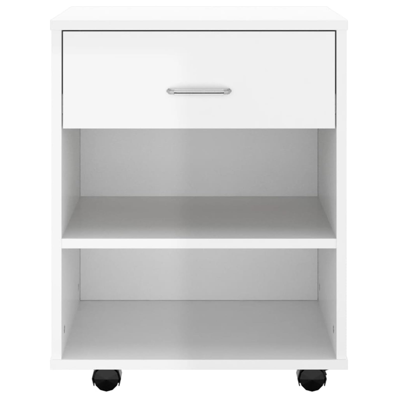 Mobiletto con Ruote Bianco Lucido 46x36x59 cm Legno Multistrato,Mobiletto con Rotelle,Armadi Archivio,Mobiletto Basso,Mobiletto-808473