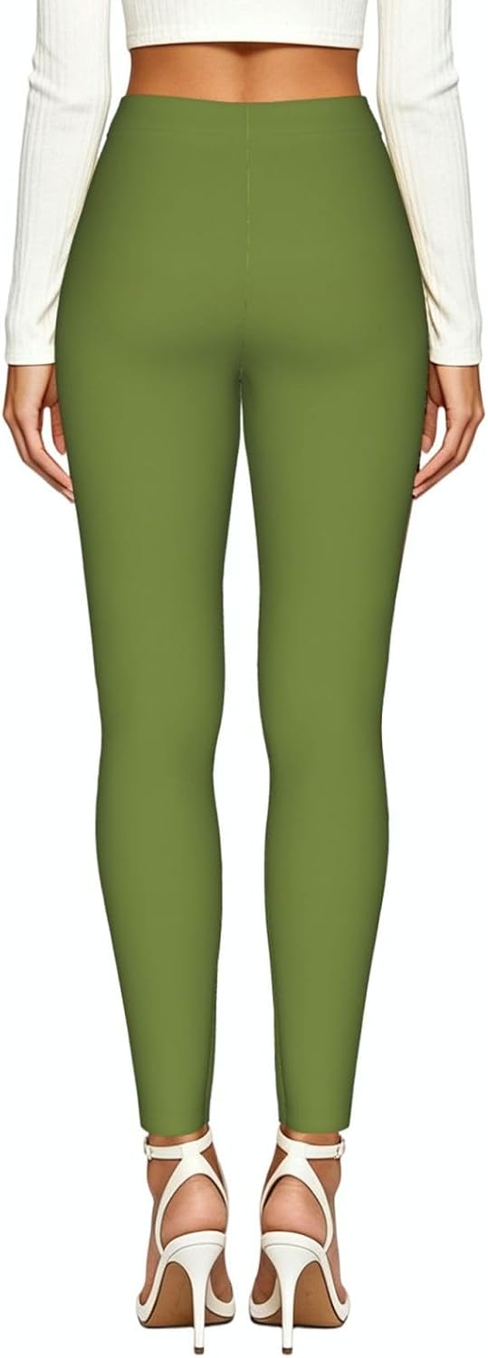 Dark Green Stretch Leggings,Opaque Printed Elasticity Pants for Workout | Tummy control,Comfortable and breathable,Not tie your legs tightly