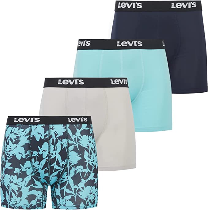 Levi's Mens Underwear Microfiber Boxer Brief for Men Ultra Soft 4 Pack Floral 2XL