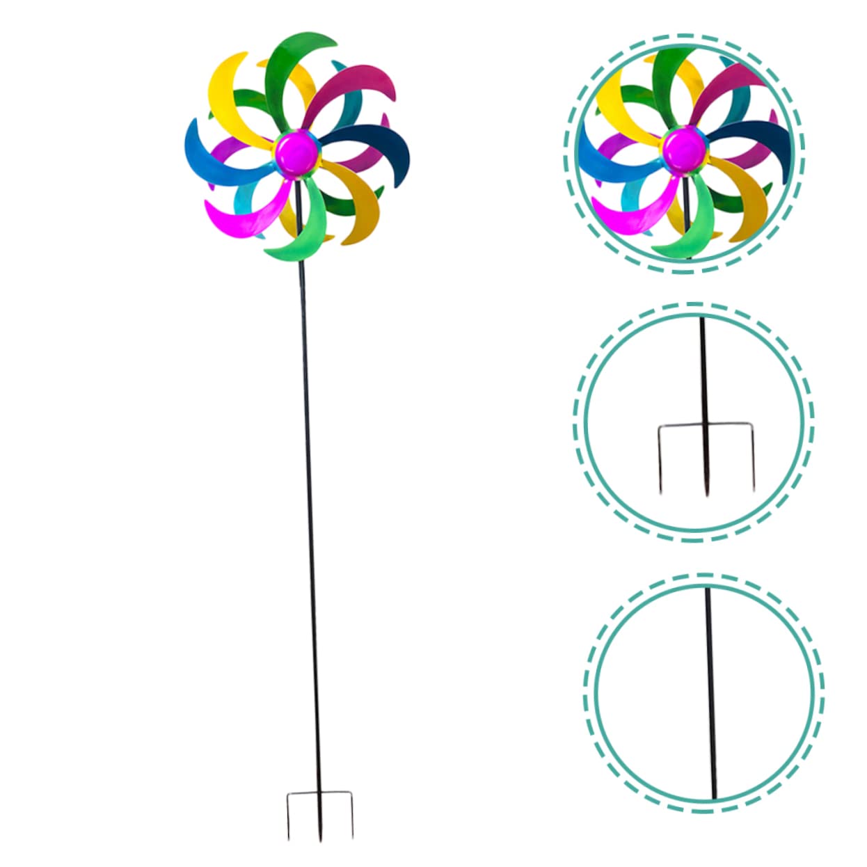 Sosoport Buntes Windmühlenspielzeug 1stück aus Eisen für Garten und Hof | Regenbogen Deko, Schöne Optik, Lebendige Farben, Festliche Stimmung, Outdoor Stake