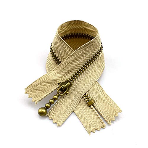 10pc 3# 15/20/30 / 40cm cremallera del metal de la cremallera cerrada para los pantalones vaqueros ropa zapatos Accesorios de costura, de color caqui, 40cm Cover