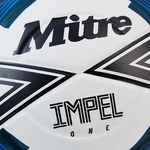 Mitre Adult Impel One 24 Football, White/Black/Tidal Teal, 4 - Image 5