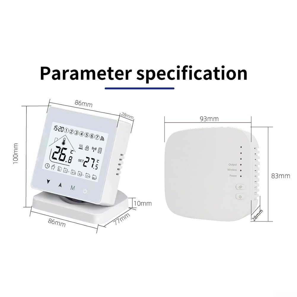 Thermostat programmable sans fil RF433 pour chaudière à gaz et commande vocale, contrôleur de température mural, double alimentation, écran LCD (pas de WiFi)