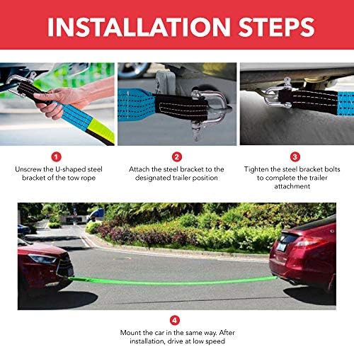 GADLANE High Strength Recover Tow Rope With Reflective Strips Two Safety Hooks Road Breakdown Recovery Towing Cable Winch Rope - 8 Tonne - 5 Meters Long