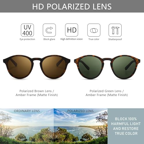 Image of SUNGAIT Classic Round Polarized Sunglasses Retro Vintage Style UV400