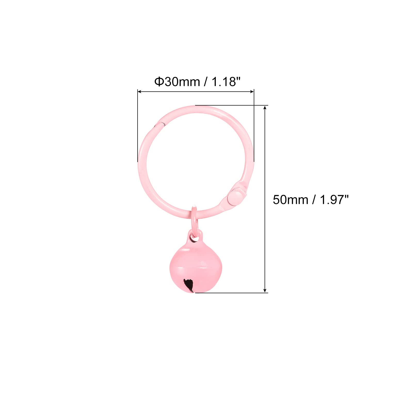 uxcell 5Pcs Keyrings with Bells, Pink 30mm/0.51