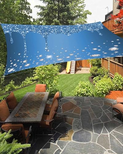 Boanket Sun Shade Sail 14' x 18', Blue Diamond Large Heavy Duty Outdoor Shades Sun Screen, Blue Ombre Crystal Modern Abstract Art Shade Cloth for Patio Deck Terrace Garden Lawns Beach Backyard