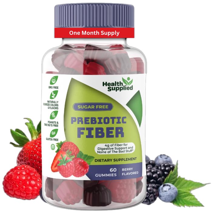 Health Supplied Gomas de Fibra Prebiótica sabor frutas vermelhas, 60 gomas