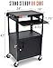 Stand Steady AV Cart with Locking Cabinet, Adjustable Height, UL Certified, Steel Frame, Black