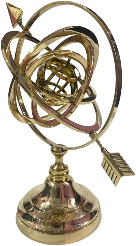 Brass Armillary Sphere Globe with Arrow, Nautical Maritime Astrolabe Globe, Home & Office Table Décor