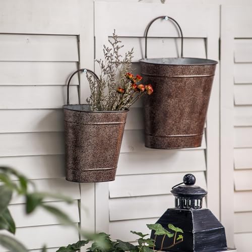 SOFE Set of 2 Vintage Oval Galvanized Wall Planter...