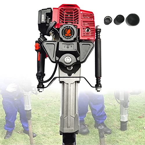 Excavadora de postes de gasolina para postes de jardín, 1900 W Post Driver Valla manual portátil ligero 2 tiempos Pile Jack Hammer Ramming Construction Picket Vallado Garden Thumping 50/70/100 mm