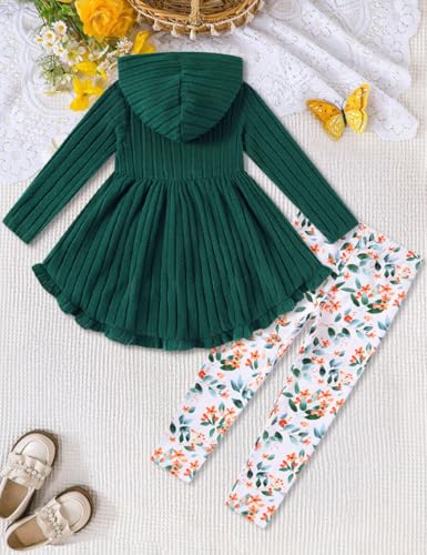 Kids4ever Girl Pant Set Fall 2Pcs Outfits Hoodies Top and Floral pants for 3-7Y2