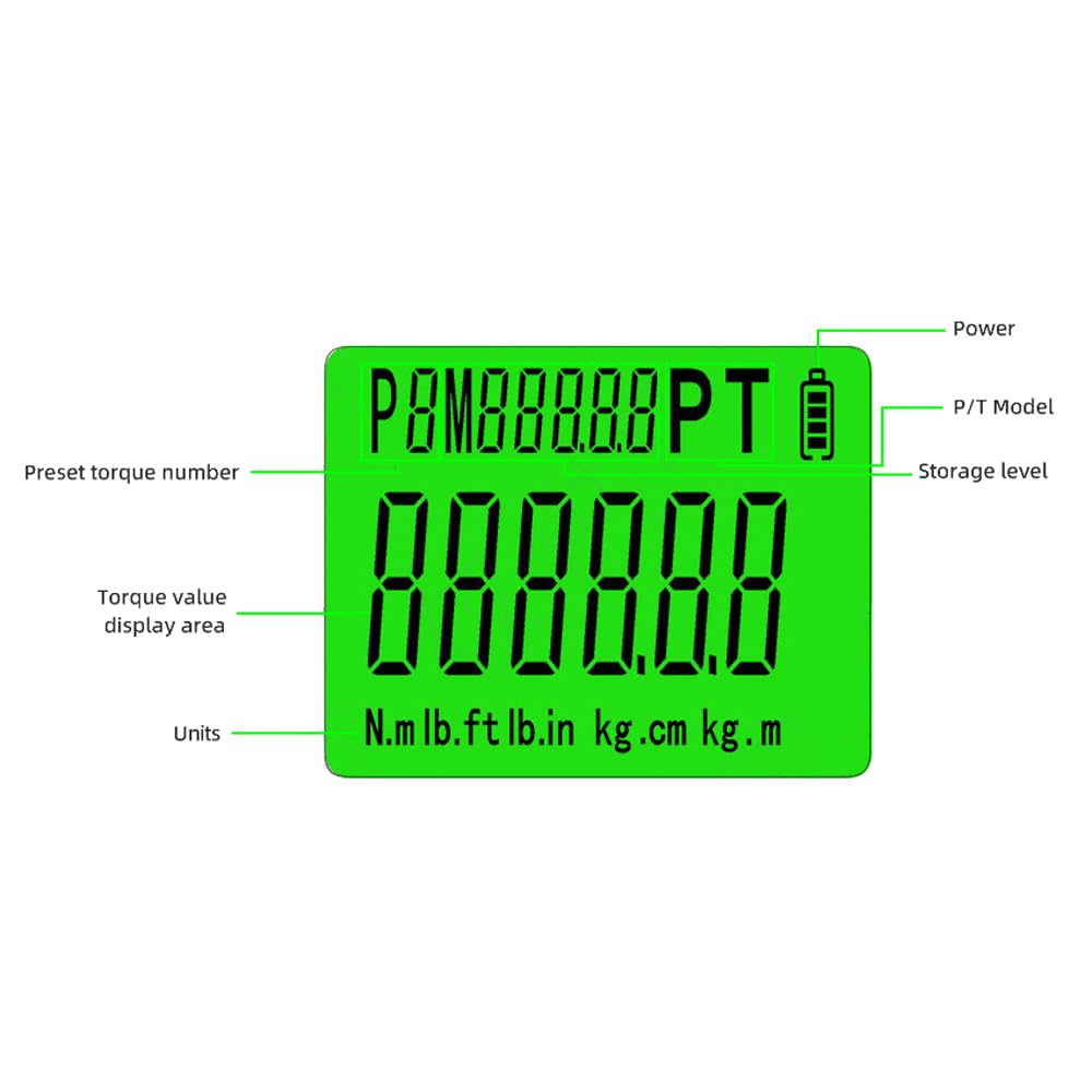 Compteur de couple numérique, affichage numérique rétroéclairé, clé, testeur de couple, deux modes de fonctionnement, cinq unités réglables, commutables avec fonction buzzer et voyant LED
