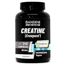 Bandini® Creatina CREAPURE® Monoidrata 240 Compresse – Integratore per Allenamento, Sport, Palestra e Pre Workout – Micronizzata 100% Vegan – A base di Creatine Monoidrato per ATP e recupero