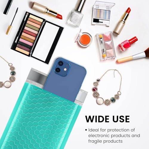 Image of Fuxury Bubble Mailers 4x8 inch Teal Padded Envelopes 19200 Pack Bulk Pallet | Strong Adhesion Full Pallet of Padded Mailers Bubble Envelopes for Small Business Mailing Small Items,Jewelry,Makeup