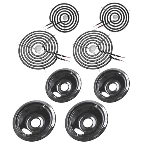 COZZIVITA GE Drip Pans and Stove Burner Element Unit Set Perfectly Fit WB30M1 & WB30M2 -Replacement for GE Hotpoint Kenmore Stove TopBlack
