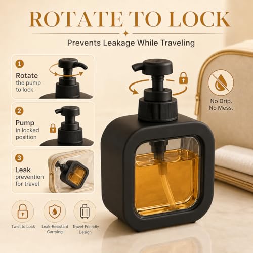 Image of Soap Dispenser for Wash Basin - Handwash Dispenser Bottle for Bathroom Sink - Liquid Soap Hand Wash Pump Bottle Plastic Container for Home, Bathroom(Black,Pack of 2)