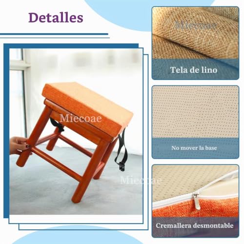 Miniatura 3 de Miecoae Cojín Cuadrado Para Silla, Con Hebilla Antideslizante, Cojín De Asiento Suave Para Taburete, Jardín, Interior, Exterior, Hogar C8,30x30x5cm