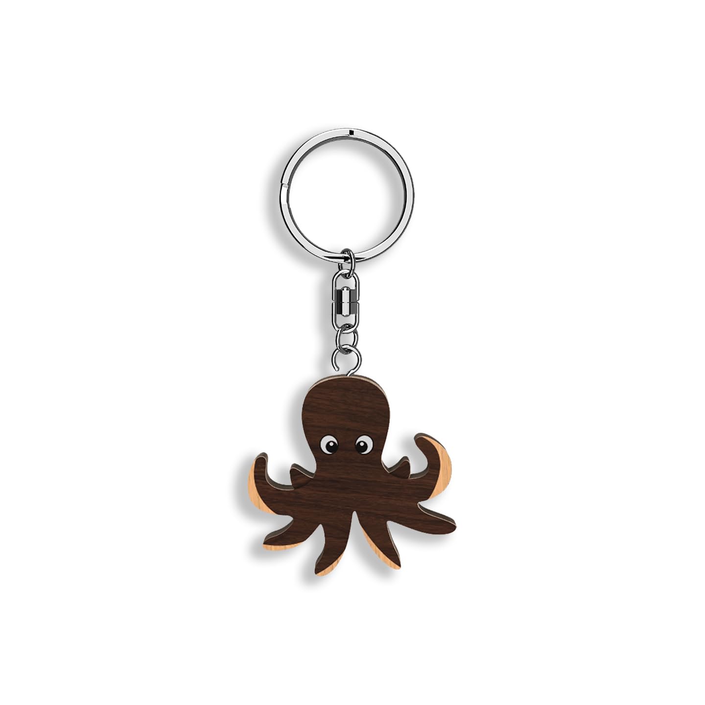 Framan Unisex Multicoloured Aquatic Animals Wooden Keyring, Various Models. Handmade, Sustainable Product., One Size