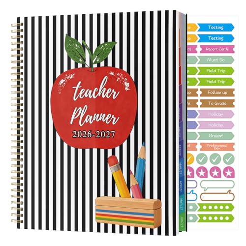 Teacher Planner 2026-2027 Academic Year Academic Diary Teachers Lesson Planner Book Jul 2026 - Jun 2027 8.5x11 Weekly and Monthly Plan Book Organizers with Pocket Folder Tabs - Floral