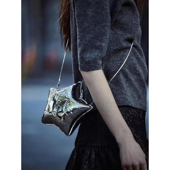 Image of Metallic Acrylic Evening Handbag for Women | Crossbody Sling Bags with Detachable Chain Strap Glossy Stylish Ladies Girls Small Size Cute Party Wedding Bag