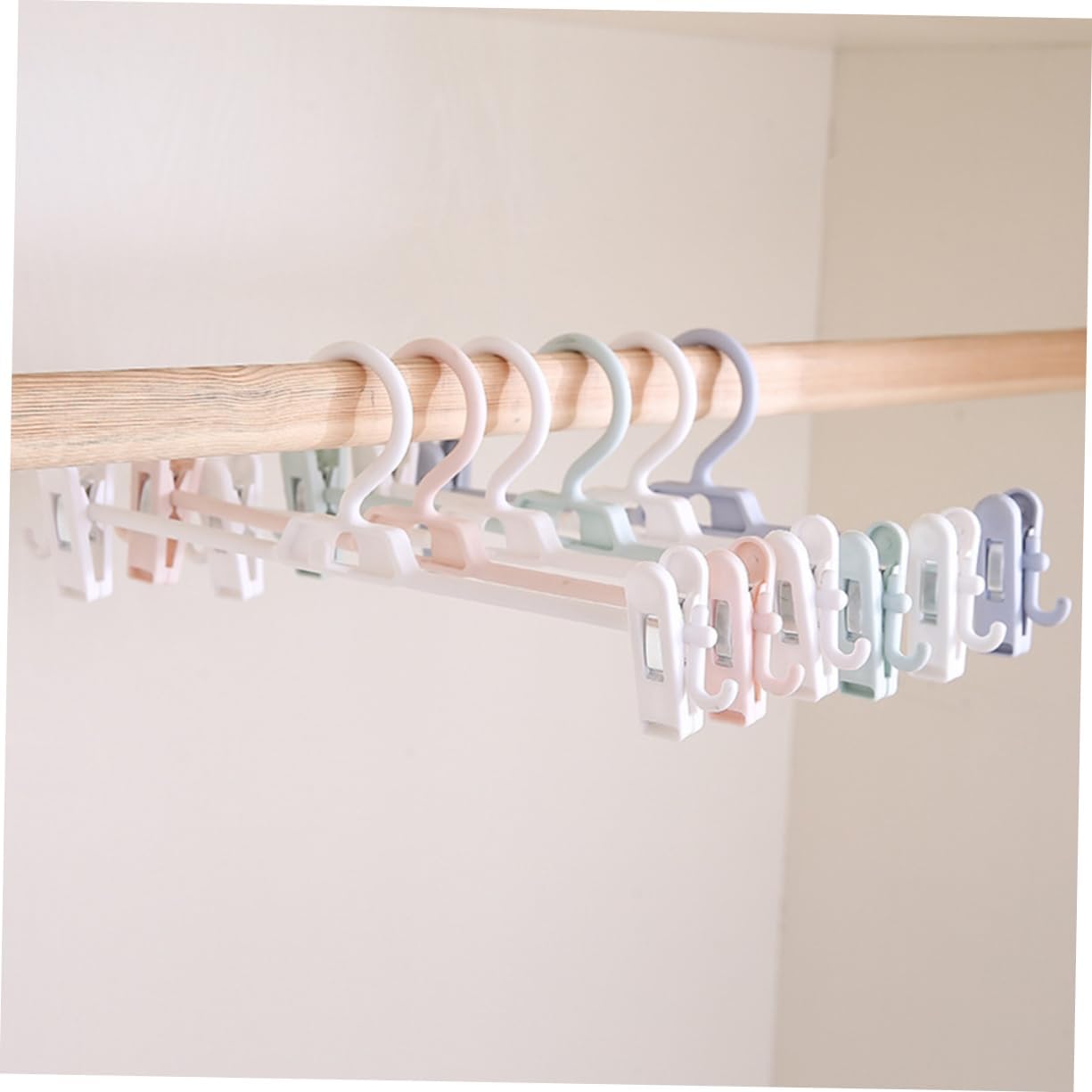 GLEAVI 10pcs Non-Slip Hanger Clips Practical Multifunctional White Hangers for Coat Pant Dress Socks Space Saving Rack for Clothes
