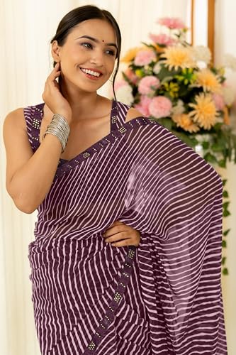 Image of MIRCHI FASHION Women Saree Georgette Traditional Bandhani | Ethnic Printed Sari for Social Gatherings with Unstitched Blouse Piece
