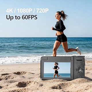 4K Digital Camera 64MP Autofocus 3.0'' 180° Flip Screen Portable for Photo & Vlog Featuring Time Lapse & Slow Motion & 20 Filters 32GB 2000mAh Ideal for Social Media Creators Beginner&Childen