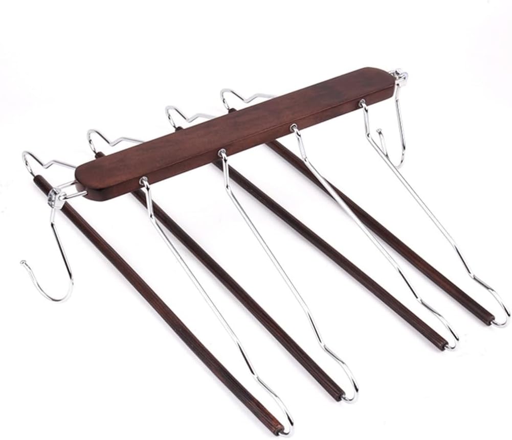 JSEIAJB Multifunction Hanger Wooden Pants Hanger 4 Layer Organizer Space Saving Foldable Clothes Trouser Rack(D)