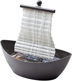 HoMedics White Waters Tabletop Fountain: Soothing Waterfall Sounds, Ambient LED Lighting for Relaxation in Home, Office, Bedroom