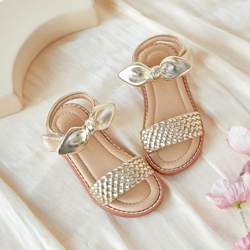 Image of Flaryzone Girls Sandals Open Toe Summer Flats Dress Sandals Shoes Toddler /Little Kid