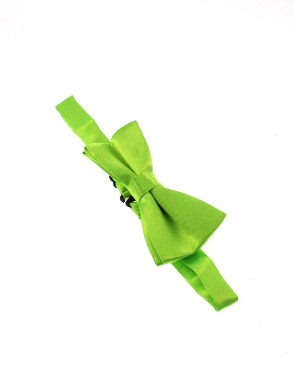 Mytoptrendz Men's Green Bright Mytoptrendz® Bright Lime Green Satin Adjustable Clip On Dickie Bow Tie (Green Bright)