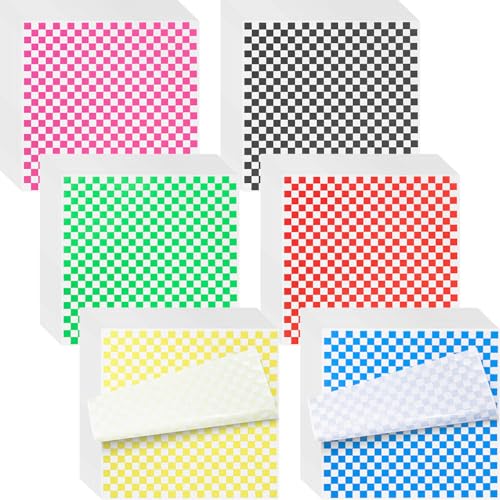 960 Pieces Deli Wax Paper Sheets 12 x 12 inches Checkered Sandwich Wrapping Paper Food Basket Liners for Food Serving Party Festival and Outdoors 6 Colors