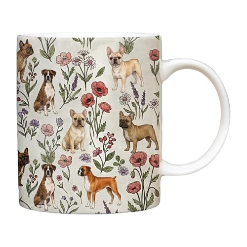 Generico Taza de viaje – Taza de cerámica con impresión Bulldog | Taza Daa café bulldog francés para leche, agua helada, té, cerveza, regalo para madre, padre, esposa, amiga, uso en oficina