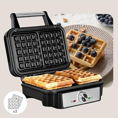 ZEEGMA GOFREE CHEF Waffeleisen Hochleistung 1200 W für belgische Waffeln, doppelte Antihaftbeschichtung, Temperaturkontrolle, Bereitschaftsanzeige, dicke Waffeln, tiefe Platten – Bild 6