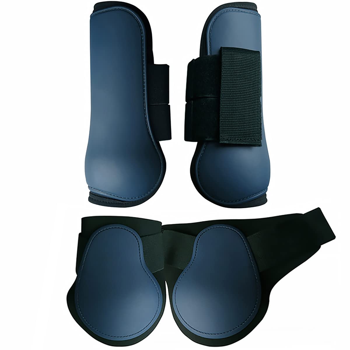TopHomer Horse Leg Boots, 4PCS Protector De Pierna De Caballo Ajustable, Protección Pierna Salto Caballo, Tendón Caballo Pierna Seguro PU Ecuestre Envolvente (Azul Marino, XL)