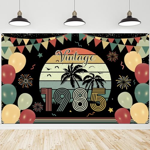 Vintage 41st Birthday Decorations for Men Women Vintage 1985 Backdrop Banner Back in 1985 Background Banner Cheers to 41 Years Old Anniversary Party Hanging Decor Supplies
