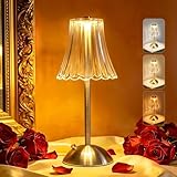 Lámpara Vintage de Flores，Lámpara de Mesa Retro con Flores, Lámpara de Escritorio Recargable, Lámpara de Escritorios...