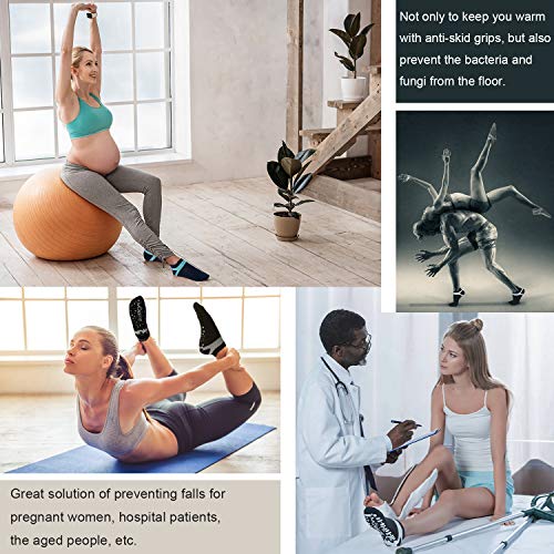 Image of Muezna Non Slip Yoga Socks for Women, Anti-Skid Pilates, Barre, Hospital Socks with Grips, Size 5-10