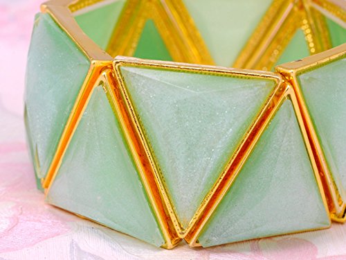Alilang Mint Green Egyptian Pyramid Style Statement Bracelet With Golden Toned Accents #TOP1