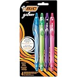BIC Gel-ocity Quick Dry Retractable Fashion Gel Pen, Medium Point (0.7mm), Assorted Colors, 4-Count