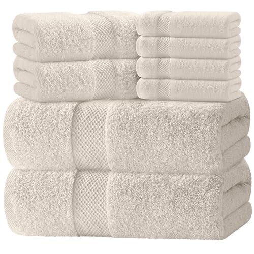 White Classic Luxury Bath Towel Set of 8 Pieces -