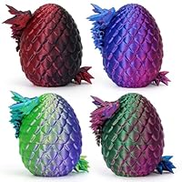zhancydeal 4er Set 3D Drachenei mit Drache (7cm) – 13cm bewegliche Gelenke Drachen Spielzeuge, Kristall Drachen, Ostern Geschenke Kinder–Geeignet als Spielzeug ab 5/6/7/8/9 Jahre Jungen Mädchen
